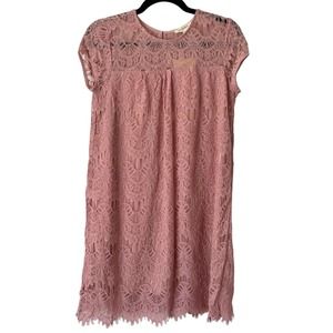 NWT Rebellion Again Mauve Pink Floral Lace Overlay Shift Dress Size Small